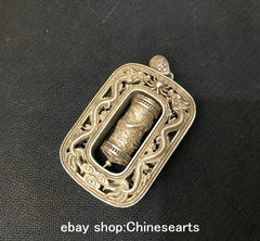 Old Collection Chinese Tibet Silver Carved loong Dragon Statue Amulet Necklace 07FC0E-D4 - KOEEK