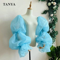 RED Organza Puffy Detachable Sleeve Wedding Party Length Gloves Accessories 07FC0E-D4 - KOEEK