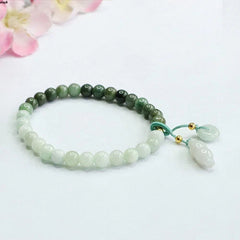 1pc Green Jade Jadeite Women Peace Beads Bracelet 07FC0E-D4 - KOEEK