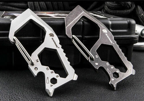 EDC High Stainless Steel Multifunction Keychain Key Carabiner Opener Wrench Tool 07FC0E-D4 - KOEEK