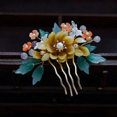 Hanfu Headpiece Set Glass Tassel Hairpin Ancient Style Hair Jewelry 07FC0E-D4 - KOEEK