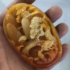 Chinese Jade Carved Antique Huanglongwaist Tag Pendant 07FC0E-D4 - KOEEK