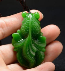 Natural jade Green jade fish jade fish jade pendant 鱼 jade Necklace 07FC0E-D4 - KOEEK