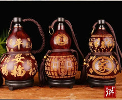 Natural Wine Gourd Portable Water Bottle Gourd Exquisite Carving Birthday Gift 07FC0E-D4 - KOEEK