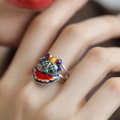 Koi Fish Ring Year Chinese Style Enamel Vintage National Fashion 07FC0E-D4 - KOEEK