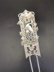 Chinese Craft Made Old Tibetan Silver Inlaid Ice Green Jade Bracelet 07FC0E-D4 - KOEEK