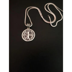 Silver Plated Mongolian Pendant Round Solid Carved Pattern Unisex Jewelry 07FC0E-D4 - KOEEK