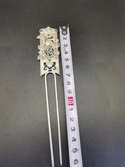 Chinese Craft Made Old Tibetan Silver Inlaid Ice Green Jade Bracelet 07FC0E-D4 - KOEEK