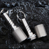 EDC Titanium Portable Keychain Waterproof Box Sealed Container Outdoor Pendant# 07FC0E-D4 - KOEEK