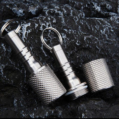 EDC Titanium Portable Keychain Waterproof Box Sealed Container Outdoor Pendant# 07FC0E-D4 - KOEEK