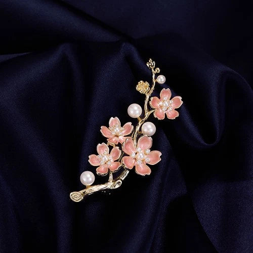 Chinese Plum Blossom Enamel Brooch Vintage Style Hanfu Pin Elegant Accessory 07FC0E-D4 - KOEEK
