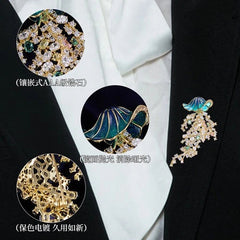 Jellyfish Brooch Zircon Inlaid Creative Luxury Pin Clothing Accessory 07FC0E-D4 - KOEEK