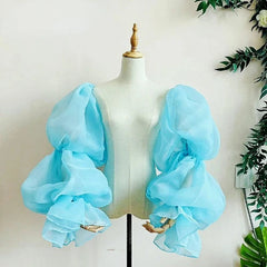 RED Organza Puffy Detachable Sleeve Wedding Party Length Gloves Accessories 07FC0E-D4 - KOEEK