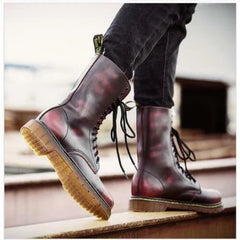 Retro Military High Quality Boots Cowhide Leather Boot Round Toe Long Tube Gift 07FC0E-D4 - KOEEK