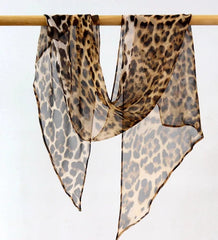 Mulberry Silk Wrap Square leopard Print Scarf Neckerchief Shawl 160X33cm 07FC0E-D4 - KOEEK