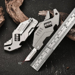 EDC Titanium Alloy Multi Tools Adjustable Wrench Pocket Folding Knife Keychain 07FC0E-D4 - KOEEK