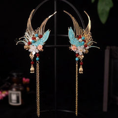 Cloisonne Tassel Hair Clips Chinese Style Hanfu Headpiece 1 Pair 07FC0E-D4 - KOEEK
