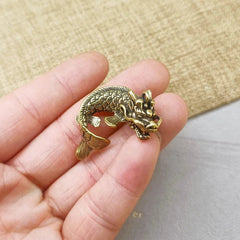 2pc Brass Fish Transformation Dragon Keychain Pendant Carp Leaping Dragon Gate 07FC0E-D4 - KOEEK