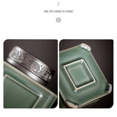 Yue Kiln Celadon Windowed Tea Cans Ceramic Tea Warehouses Household Pu'er Tea 07FC0E-D4 - KOEEK