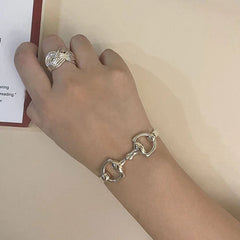 925 Silver Plating Vintage Simple Buckle Cuff Bracelet Elegant Unique Bangle 07FC0E-D4 - KOEEK