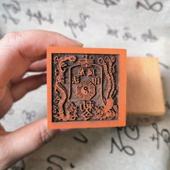 Taoist Wooden Seal Single Side Dragon Phoenix Tao Stamp 5cm Taoist Tool 07FC0E-D4 - KOEEK