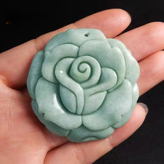 Green Jade Flower Pendant Rich Necklace Hand-carved Exquisite Fashion Jewelry 07FC0E-D4 - KOEEK