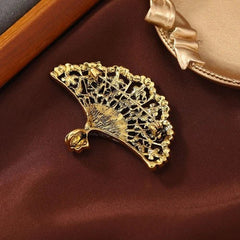 Vintage Fan Brooch Hollow Flower Pin Fashion Suit Dress Cheongsam Jewelry 07FC0E-D4 - KOEEK
