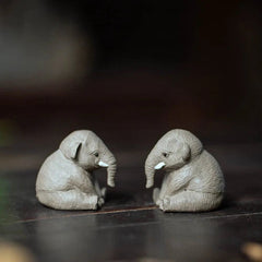 4.6cm Elephant Statue Small Table Decoration Yixing Zisha Purple Clay Tea Pet 07FC0E-D4 - KOEEK