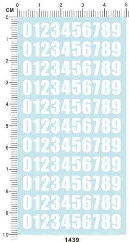 White 1/64 7mm Heigh 0-9 Numbers Motor Vehicle Sport Car Model Water Slide Decal 07FC0E-D4 - KOEEK
