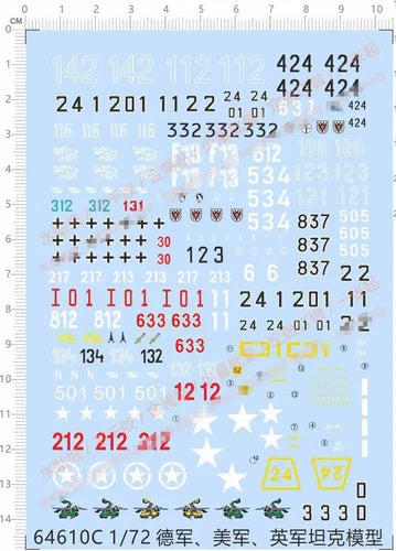 1/72 UK US Tank 502 505 507 Heavy Panzer Battalion Insignias Numbers Water Decal 07FC0E-D4 - KOEEK