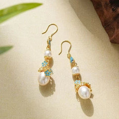 Chinese Style Pearl Tassel Earrings Vintage Qipao Hanfu Jewelry 07FC0E-D4 - KOEEK
