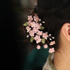 Pink Plum Blossom Hair Clip Chinese Style Hanfu Qipao Side Hair Accessory 07FC0E-D4 - KOEEK