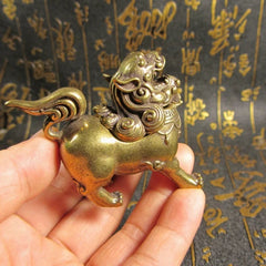 Chinese Pure Bronze Brass Fengshui Lion Beast Animal Incense Burner Censer 07FC0E-D4 - KOEEK