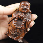3.14" Antique TALL Carved Boxwood Figurine - Little Monk Boy 07FC0E-D4 - KOEEK