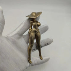 12Cm Chinese Bronze Copper Statue Hand Carved Naked Girl 07FC0E-D4 - KOEEK