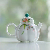 125ml Chinese Pumpkin Pot With Pure Hand-painted Iris Ceramic Teapot Creative 07FC0E-D4 - KOEEK