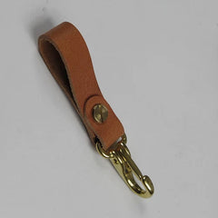 Leather Key Fob Belt Loop Key Holder Brass Halt Snap Hook 07FC0E-D4 - KOEEK