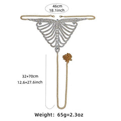 Women's Rhinestone Chain Lingerie Bra Thong Set Bikini Body Jewelry Chain Gift!! 07FC0E-D4 - KOEEK