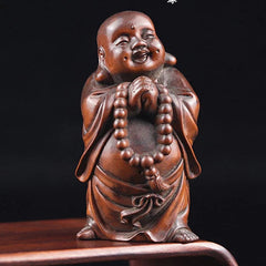 3.14" Antique TALL Carved Boxwood Figurine - Little Monk Boy 07FC0E-D4 - KOEEK