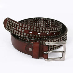 Men Leather Rivet Belts Male Punk High Quality Fashion Square Belt 07FC0E-D4 - KOEEK
