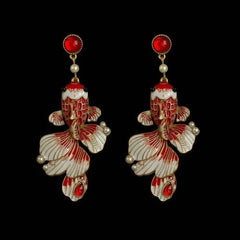 Chinese Style Koi Dangle Earrings Vintage Year Ear Jewelry For Women 07FC0E-D4 - KOEEK