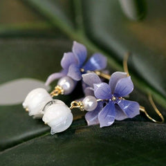 Lily Of The Valley Tassel Earrings Purple Chinese Style Hanfu Ear Jewelry 07FC0E-D4 - KOEEK