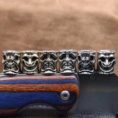 Facial Expressions Smile Angry Sad Face Brass Paracord Bead Lanyard Pendant DIY 07FC0E-D4 - KOEEK
