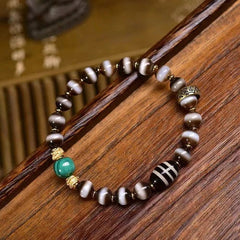 8mm Natural Eroded Bead Bracelet Single Loop Tibetan Mala Prayer Beads Bracelet 07FC0E-D4 - KOEEK