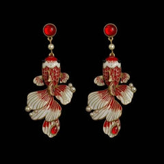 Chinese Style Koi Dangle Earrings Vintage Year Ear Jewelry For Women 07FC0E-D4 - KOEEK