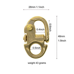 Solid Brass Sweden Snap Pull Lock Carabiner Hook Quick Release Key Chain Fob 07FC0E-D4 - KOEEK