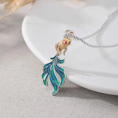 Enamel Koi Fish Lucky Necklace Vintage Blue Pendant Chinese Style Enamel Choker 07FC0E-D4 - KOEEK