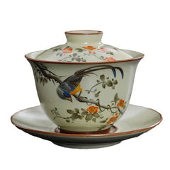 Handmade Gaiwan Chinese Teacup Hand-painted Flowers Sancai Tea Tureen Tea Bowl 07FC0E-D4 - KOEEK