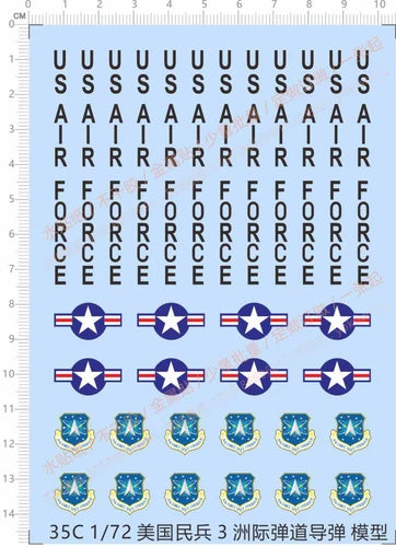 1/72 USAF US Air Force Space Command Star Markings Model kit Water Slide Decal 07FC0E-D4 - KOEEK