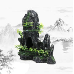 Large Resin Aquarium Mountain Rock Decoration Cave for Fish Tank Landscaping 07FC0E-D4 - KOEEK